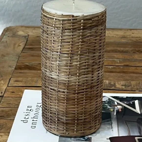 West Elm Woven Pillar Candle 8.5" Tall Home Decor - Picture 6 of 8